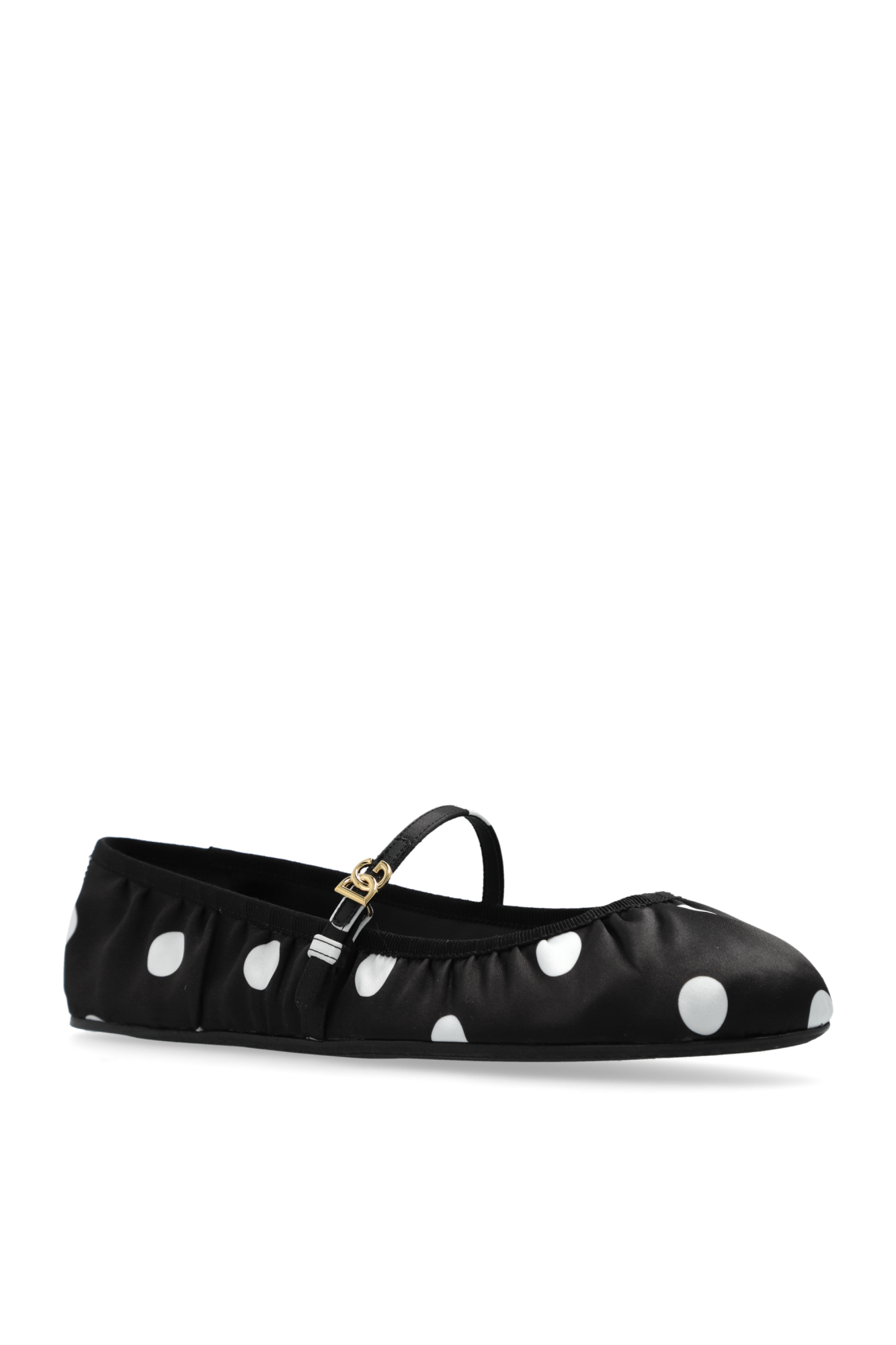 バレエシューズ Dolce & Gabbana Polka-Dot Print Satin Ballerinas Black Satin ballet flats with polka dot pattern Dolce